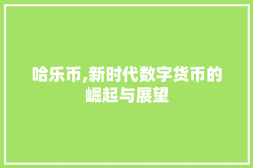 哈乐币,新时代数字货币的崛起与展望 头条优化
