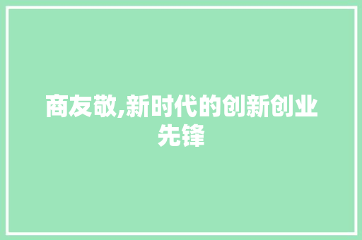 商友敬,新时代的创新创业先锋 英文谷歌算法
