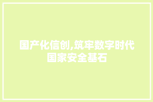 国产化信创,筑牢数字时代国家安全基石