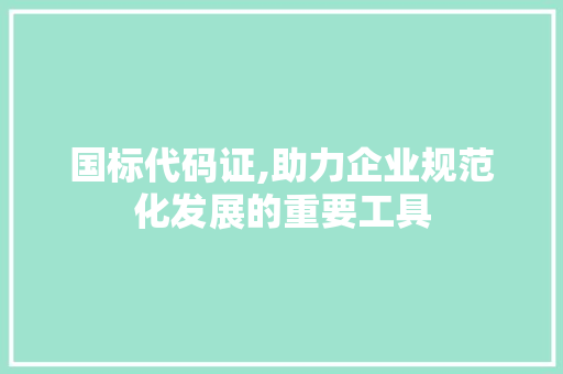 国标代码证,助力企业规范化发展的重要工具 英文谷歌算法