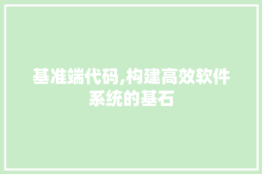 基准端代码,构建高效软件系统的基石