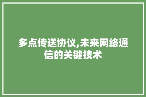 多点传送协议,未来网络通信的关键技术