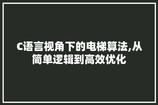 C语言视角下的电梯算法,从简单逻辑到高效优化 seo技术