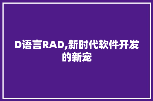 D语言RAD,新时代软件开发的新宠 小程序开发