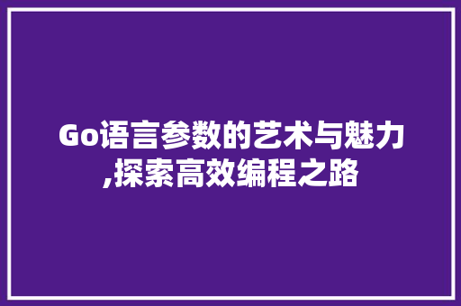 Go语言参数的艺术与魅力,探索高效编程之路
