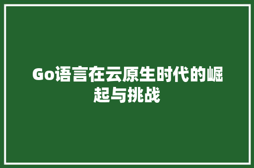 Go语言在云原生时代的崛起与挑战