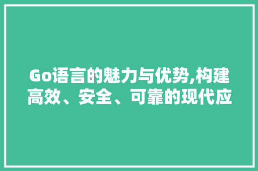 Go语言的魅力与优势,构建高效、安全、可靠的现代应用