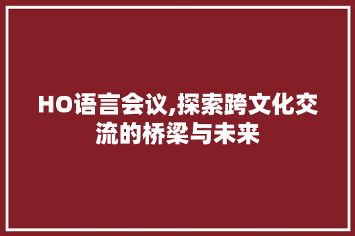 HO语言会议,探索跨文化交流的桥梁与未来