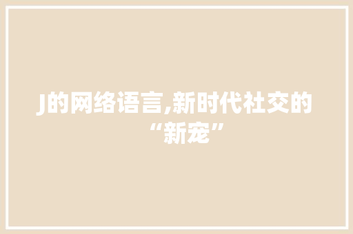 J的网络语言,新时代社交的“新宠” 网站开发