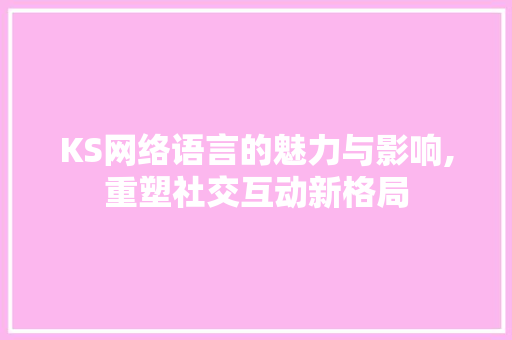 KS网络语言的魅力与影响,重塑社交互动新格局