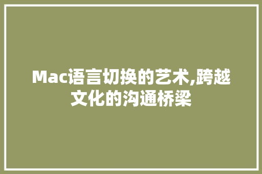 Mac语言切换的艺术,跨越文化的沟通桥梁 seo技术