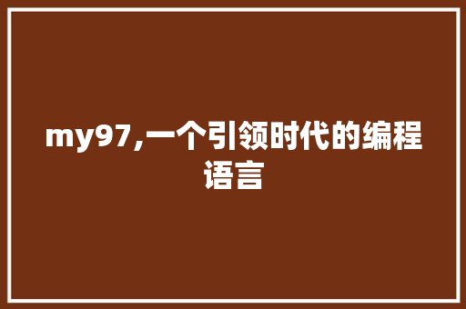 my97,一个引领时代的编程语言 网站优化