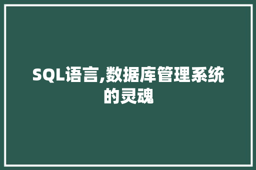 SQL语言,数据库管理系统的灵魂