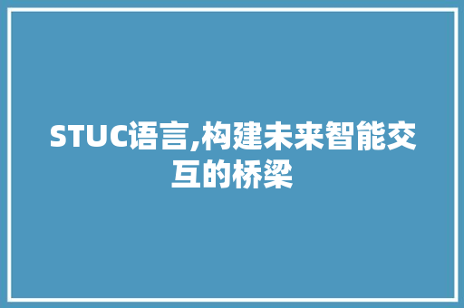 STUC语言,构建未来智能交互的桥梁 小程序开发