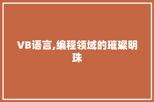 VB语言,编程领域的璀璨明珠