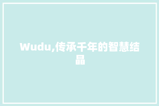 Wudu,传承千年的智慧结晶
