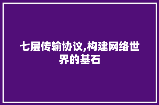 七层传输协议,构建网络世界的基石