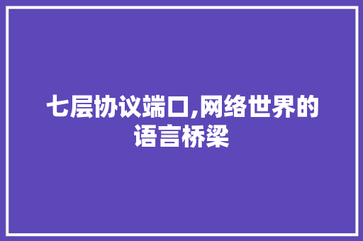 七层协议端口,网络世界的语言桥梁 小程序开发
