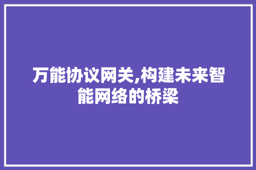 万能协议网关,构建未来智能网络的桥梁