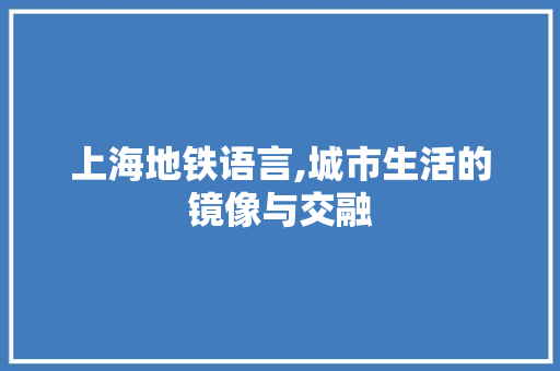 上海地铁语言,城市生活的镜像与交融