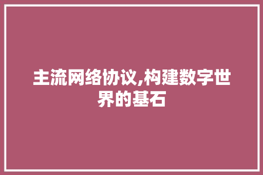 主流网络协议,构建数字世界的基石