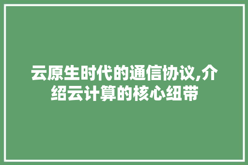 云原生时代的通信协议,介绍云计算的核心纽带