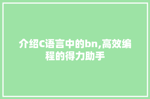 介绍C语言中的bn,高效编程的得力助手