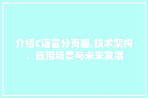 介绍C语言分页器,技术架构、应用场景与未来发展 网站优化