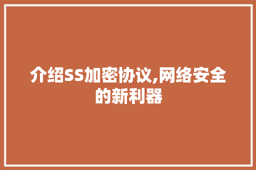 介绍SS加密协议,网络安全的新利器