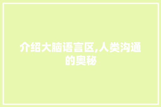 介绍大脑语言区,人类沟通的奥秘