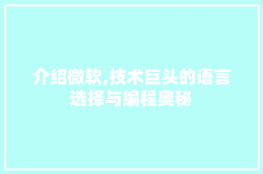 介绍微软,技术巨头的语言选择与编程奥秘
