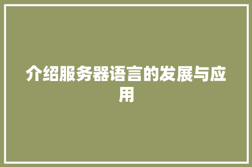 介绍服务器语言的发展与应用