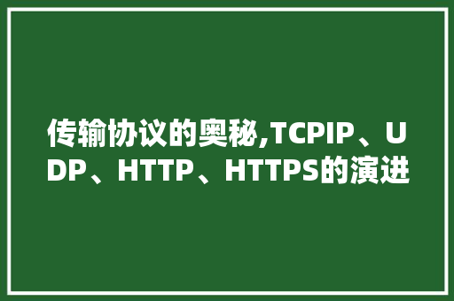 传输协议的奥秘,TCPIP、UDP、HTTP、HTTPS的演进与未来
