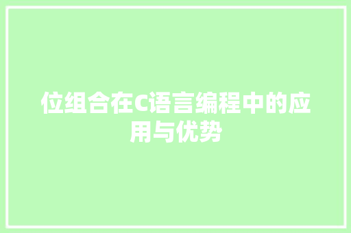 位组合在C语言编程中的应用与优势