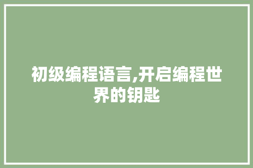 初级编程语言,开启编程世界的钥匙