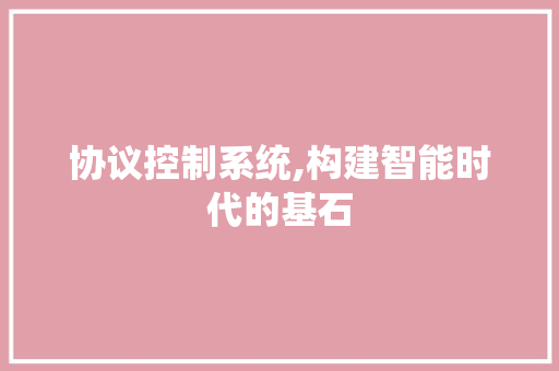 协议控制系统,构建智能时代的基石