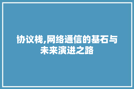 协议栈,网络通信的基石与未来演进之路