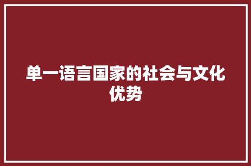单一语言国家的社会与文化优势 网站开发