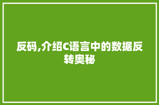 反码,介绍C语言中的数据反转奥秘