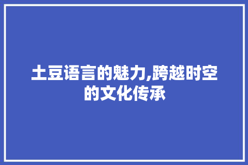 土豆语言的魅力,跨越时空的文化传承