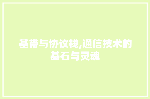 基带与协议栈,通信技术的基石与灵魂