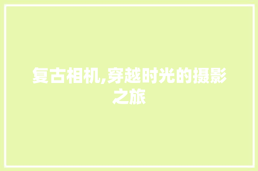 复古相机,穿越时光的摄影之旅 头条优化