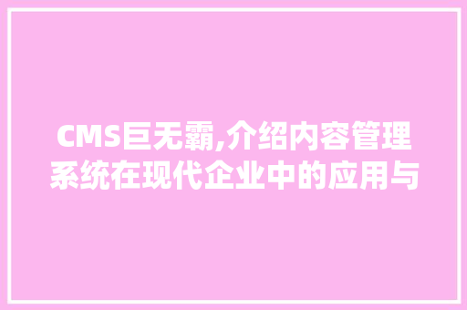 CMS巨无霸,介绍内容管理系统在现代企业中的应用与价值