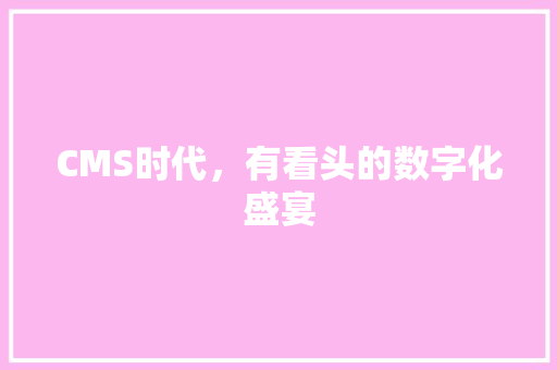 CMS时代，有看头的数字化盛宴 英文谷歌算法