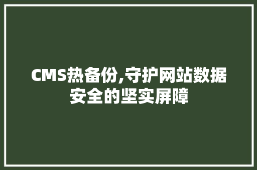 CMS热备份,守护网站数据安全的坚实屏障