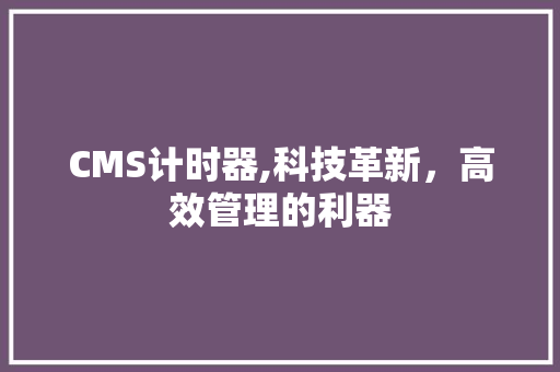 CMS计时器,科技革新，高效管理的利器