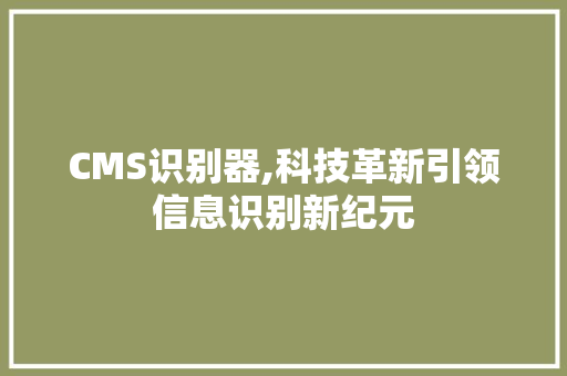 CMS识别器,科技革新引领信息识别新纪元 seo技术