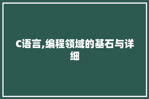 C语言,编程领域的基石与详细