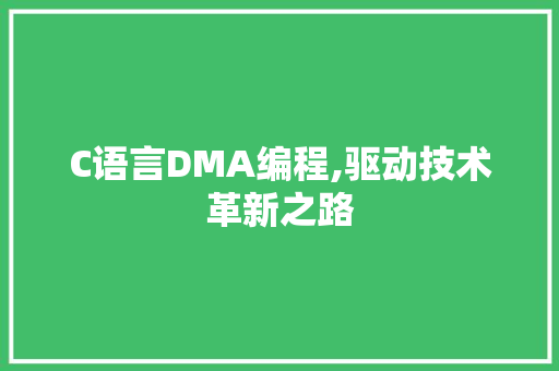 C语言DMA编程,驱动技术革新之路 网站开发