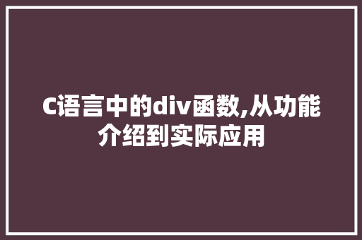 C语言中的div函数,从功能介绍到实际应用 网站优化